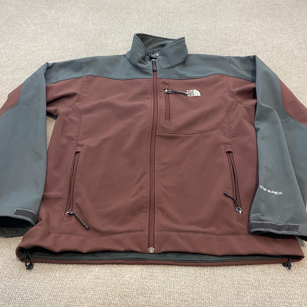 The North Face TNF Apex Jacket Mens Medium Brown Softshell Full Zip Hiking